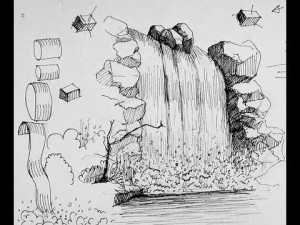How to draw a waterfall realistically 