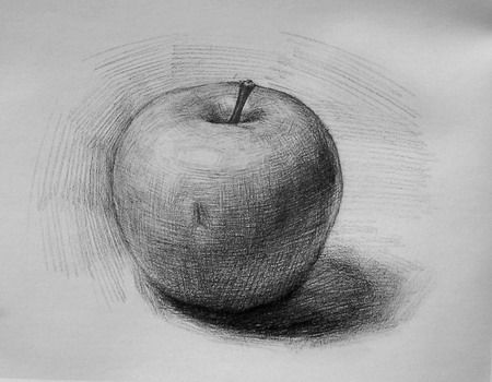 how to draw a shaded apple step by step for beginners