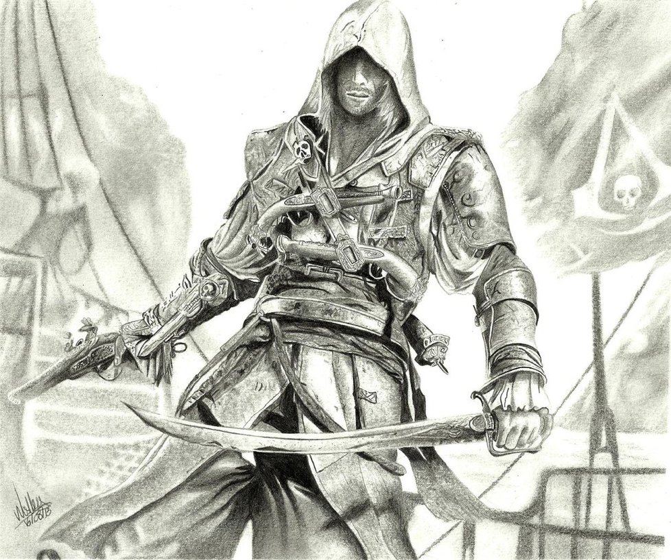 How to draw assassins creed black flag 4